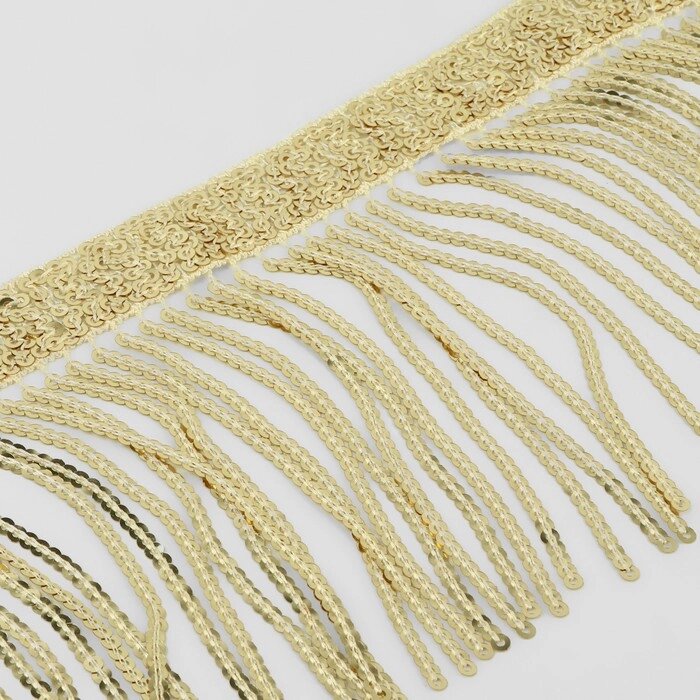 Тесьма с пайетками "Бахрома", d = 3 мм, 10 см, 4,5  0,5 м, цвет золотой от компании Интернет-гипермаркет «MOLL» - фото 1
