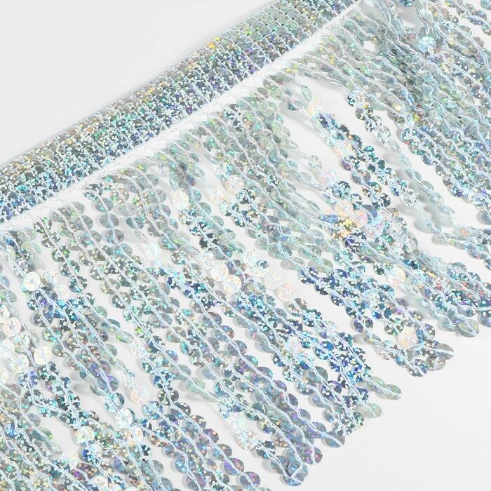 Тесьма с пайетками "Бахрома", с голографией, d = 6 мм, 16 см, 4,5  0,5 м, цвет серебряный от компании Интернет-гипермаркет «MOLL» - фото 1
