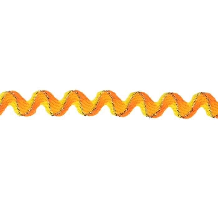 Тесьма жёлто-оранжевая с золотом "Змейка", 1,3 см, в упаковке 50 м от компании Интернет-гипермаркет «MOLL» - фото 1