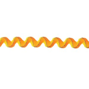 Тесьма жёлто-оранжевая с золотом "Змейка", 1,3 см, в упаковке 50 м