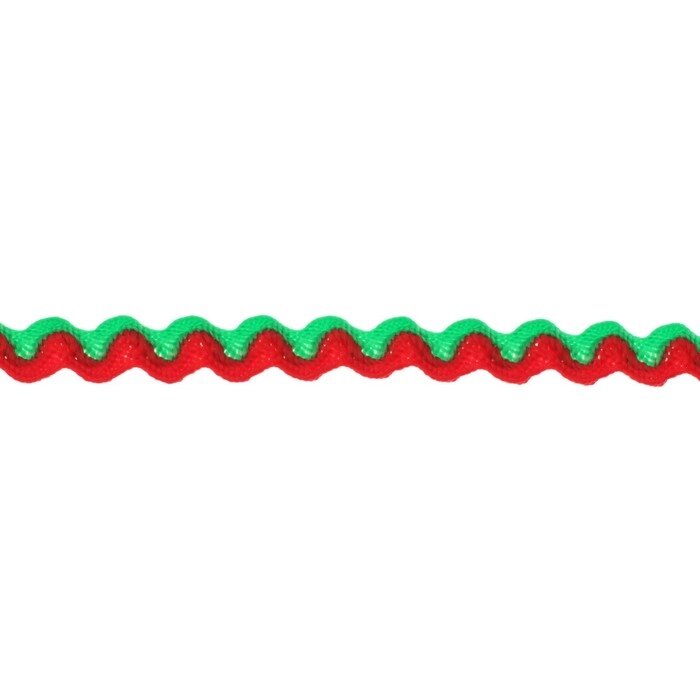 Тесьма Змейка красно-зеленая ширина 0,8 см, по 50 м от компании Интернет-гипермаркет «MOLL» - фото 1