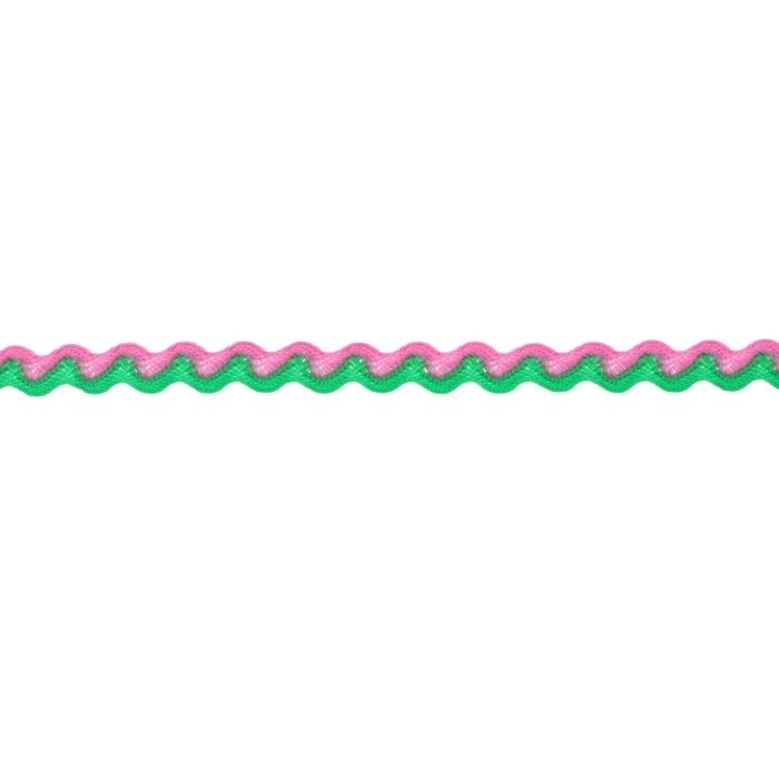 Тесьма Змейка розово-зеленый, ширина 0,8 см, по 50 м от компании Интернет-гипермаркет «MOLL» - фото 1