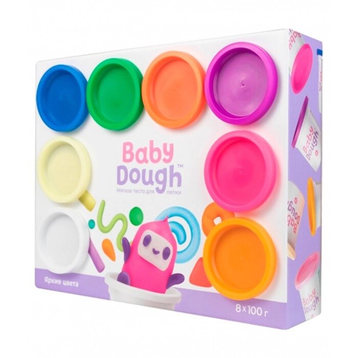 Тесто для лепки BabyDough, набор 8 цветов, яркие BD020 от компании Интернет-гипермаркет «MOLL» - фото 1