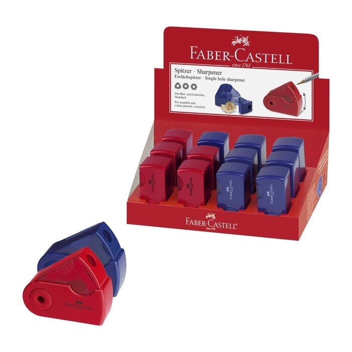 Точилка Faber-Castell с контейнером Sleeve-мини, 1 отверстие, красный/синий от компании Интернет-гипермаркет «MOLL» - фото 1