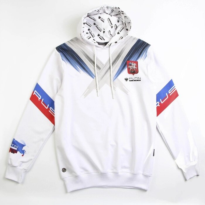 Толстовка Putin team, герб, белая, размер 58-60 от компании Интернет-гипермаркет «MOLL» - фото 1