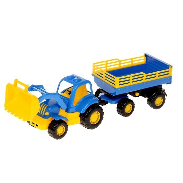 Трактор "Крепыш", с прицепом №2 и ковшом, цвета МИКС от компании Интернет-гипермаркет «MOLL» - фото 1