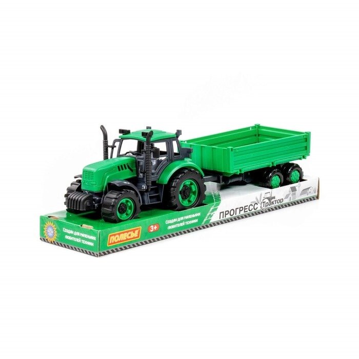 Трактор "Прогресс" с бортовым прицепом, инерционный, цвет зелёный 94605 от компании Интернет-гипермаркет «MOLL» - фото 1