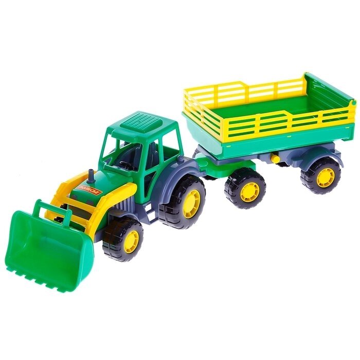 Трактор с прицепом №2 и ковшом "Мастер", цвета МИКС от компании Интернет-гипермаркет «MOLL» - фото 1