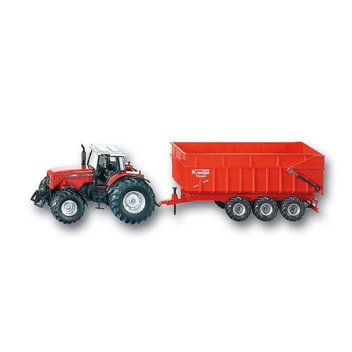 Трактор Siku "Массей Фергюсон" с прицепом-кузовом, цвет красный от компании Интернет-гипермаркет «MOLL» - фото 1