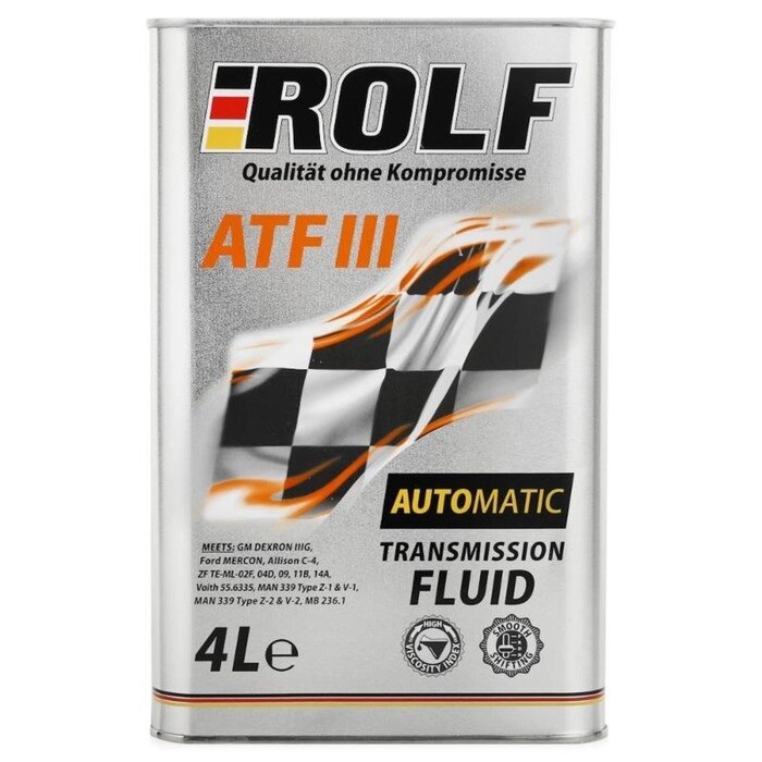 Трансмиссионное масло Rolf ATF III D Dexron, 4 л от компании Интернет-гипермаркет «MOLL» - фото 1