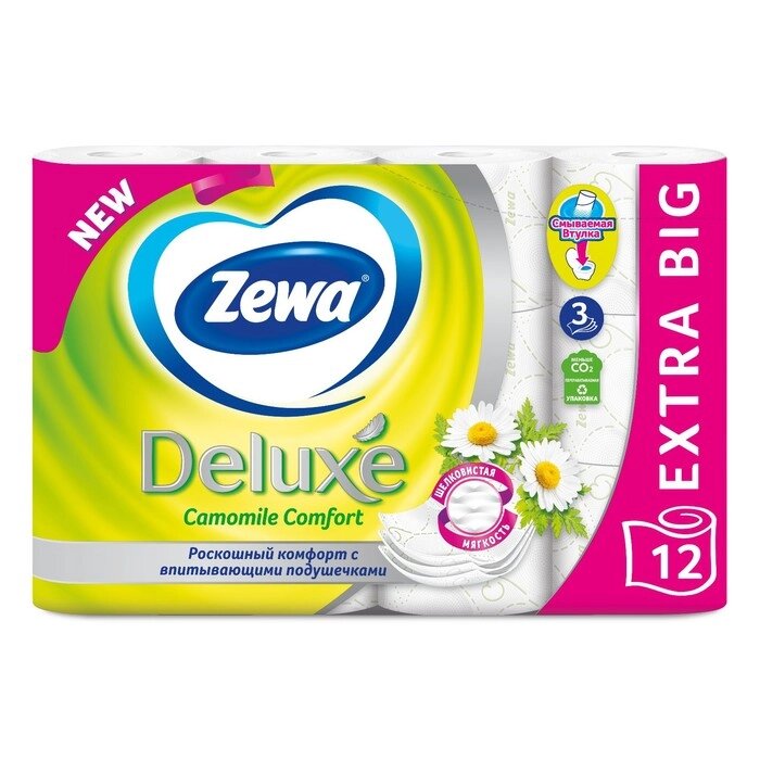 Туалетная бумага Zewa Deluxe Camomile Comfort, 3 слоя, 12 шт. от компании Интернет-гипермаркет «MOLL» - фото 1