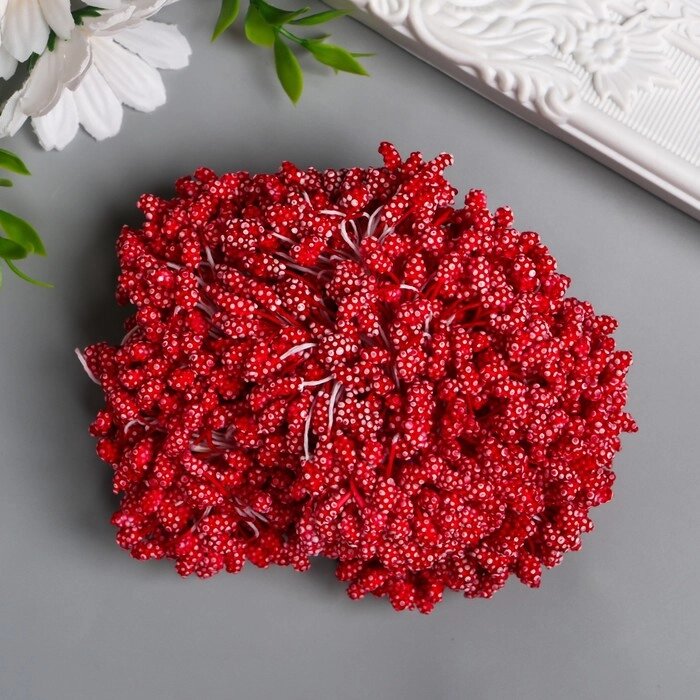 Тычинки для цветов "Капельки пузырьковые красные" 4х7 мм набор 700 шт длина 6,5 см от компании Интернет-гипермаркет «MOLL» - фото 1