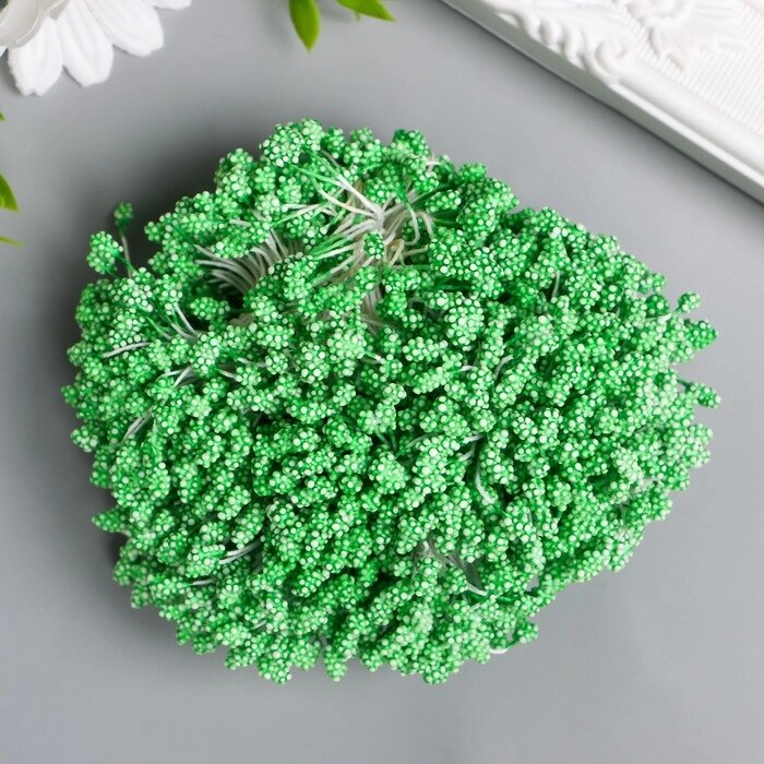 Тычинки для цветов "Капельки пузырьковые зелень" 4х7 мм набор 700 шт длина 6,5 см от компании Интернет-гипермаркет «MOLL» - фото 1