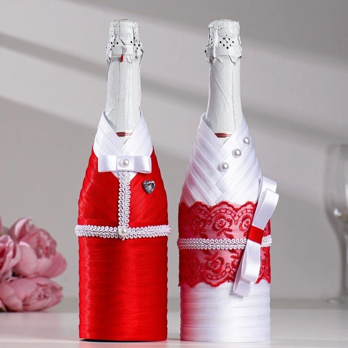 Украшение для шампанского "Кармен", красно-белое от компании Интернет-гипермаркет «MOLL» - фото 1