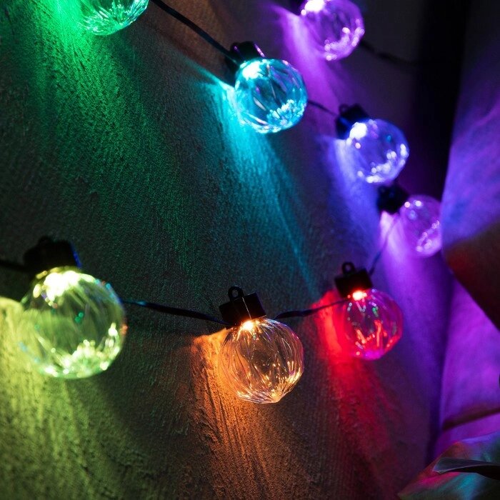 Умная гирлянда "Нить" 6 м с насадками "Рифленые шарики", IP20, тёмная нить, 20 LED, свечение RGB, от компании Интернет-гипермаркет «MOLL» - фото 1