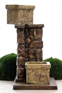 Умывальник садовый с кашпо Каменная стена U08851, высота 130 см