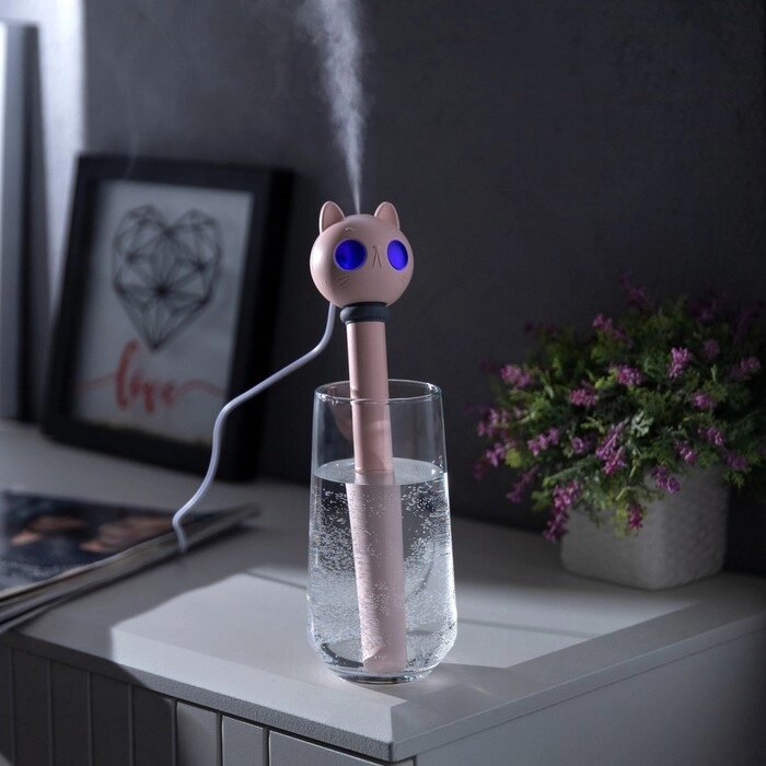 Увлажнитель воздуха "Кот" HM-22, ультразвуковой, погружной, портативный, USB, розовый от компании Интернет-гипермаркет «MOLL» - фото 1