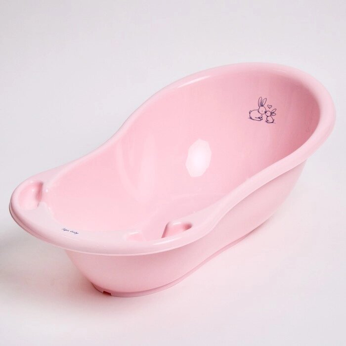 Ванна детская "Кролики" со сливом и термометром, 86 см, цвет розовый от компании Интернет-гипермаркет «MOLL» - фото 1