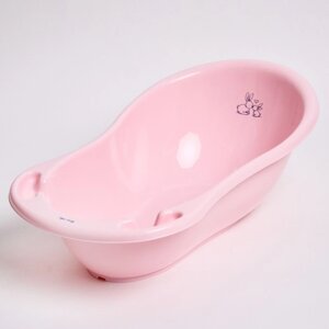 Ванна детская "Кролики" со сливом и термометром, 86 см, цвет розовый