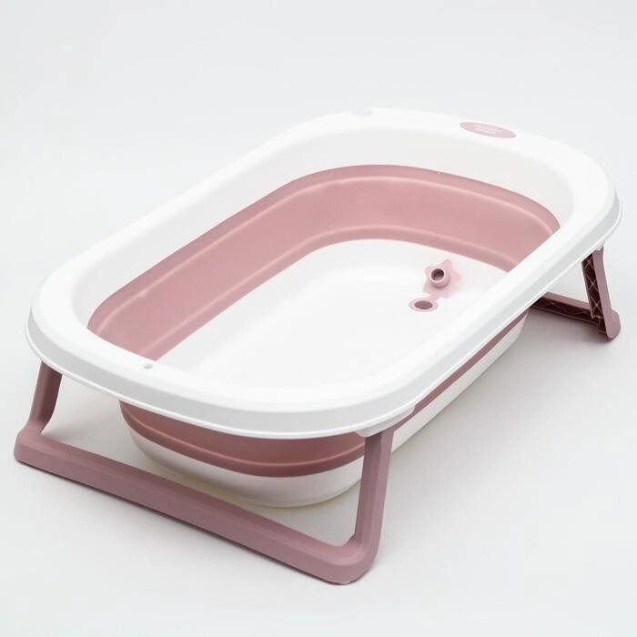 Ванночка детская складная со сливом, цвет белый/розовый от компании Интернет-гипермаркет «MOLL» - фото 1