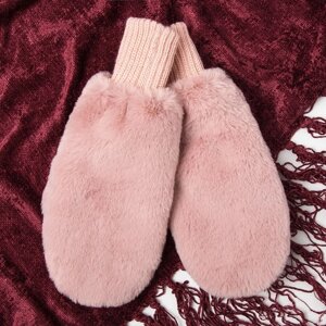 Варежки для девочки двойные, розовый/микс, размер 14