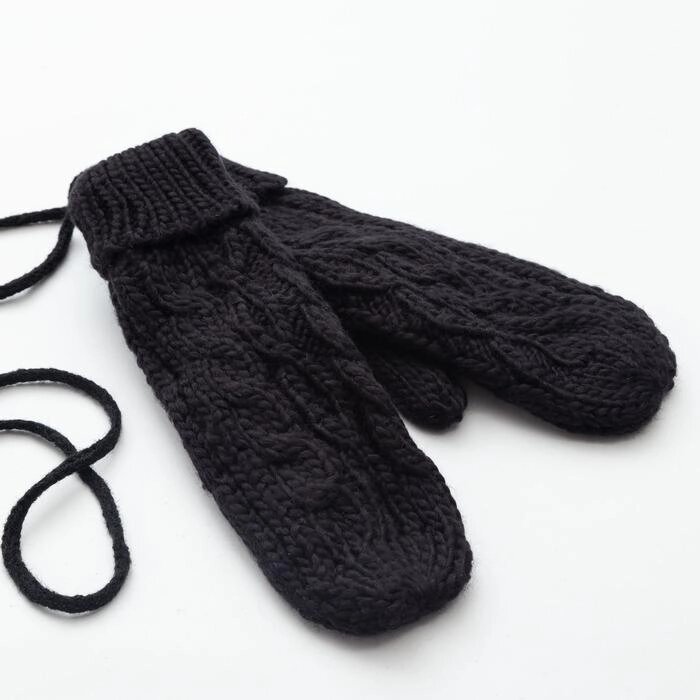 Варежки женские MINAKU "Вязаные", 18 см (6 1/2), цв. черный от компании Интернет-гипермаркет «MOLL» - фото 1