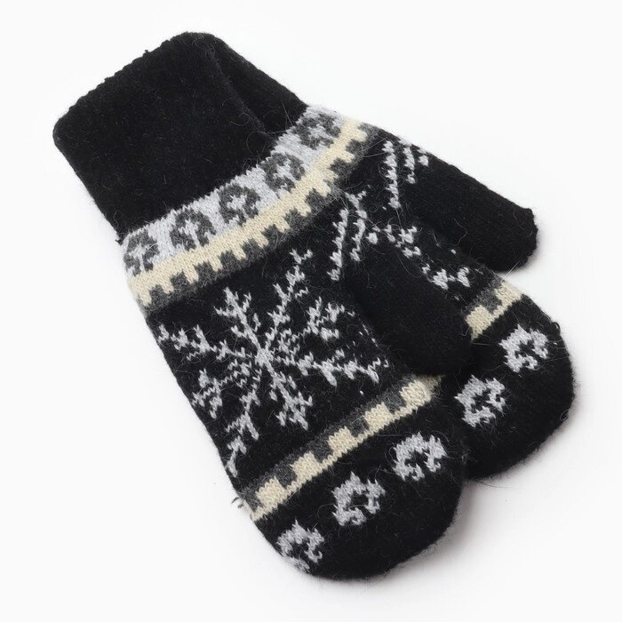 Варежки женские "Снежинка" цвет черный, размер 20 от компании Интернет-гипермаркет «MOLL» - фото 1
