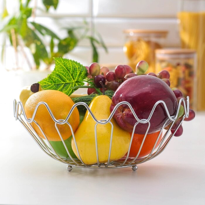Ваза для фруктов Доляна, 242410 см, цвет хромированный от компании Интернет-гипермаркет «MOLL» - фото 1