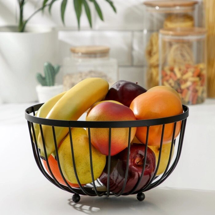 Ваза для фруктов Доляна, 252513,5 см, цвет чёрный от компании Интернет-гипермаркет «MOLL» - фото 1
