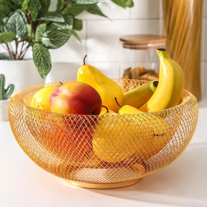 Ваза для фруктов "Сплетение" 30х30х13, цвет золото от компании Интернет-гипермаркет «MOLL» - фото 1