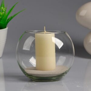 Ваза-шар стеклянная "Классика" с белой свечой, 1210 см