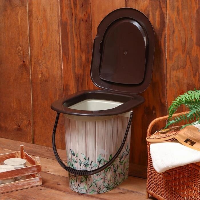 Ведро-туалет, 17 л, съёмный стульчак, бежевое, "Летний день", крышка МИКС от компании Интернет-гипермаркет «MOLL» - фото 1