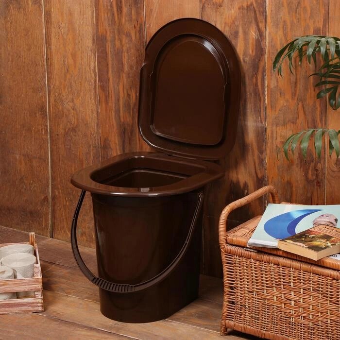Ведро-туалет, 17 л, съёмный стульчак, коричневый от компании Интернет-гипермаркет «MOLL» - фото 1
