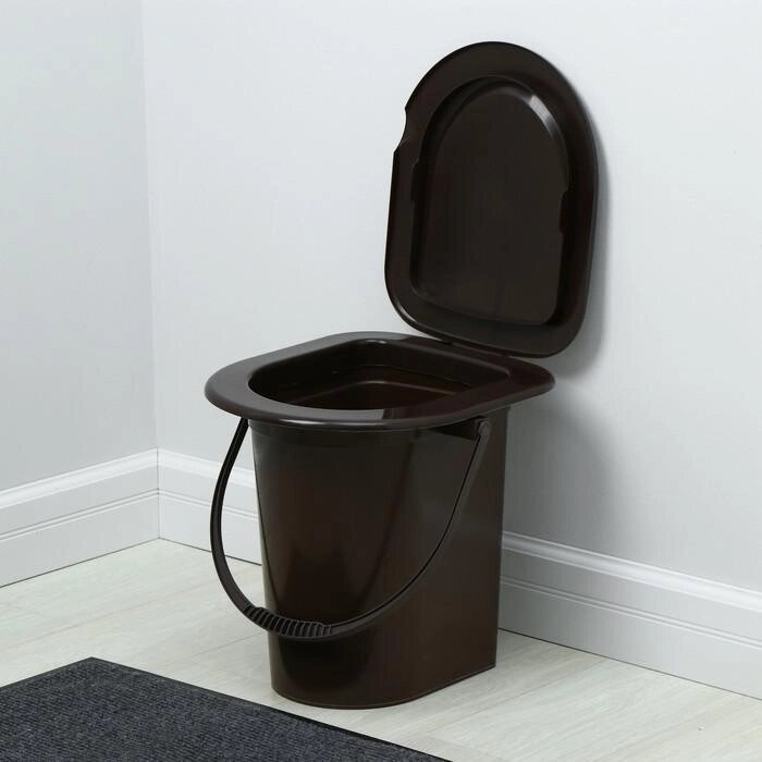 Ведро-туалет, h = 40 см, 17 л, со съёмным горшком, коричневое от компании Интернет-гипермаркет «MOLL» - фото 1