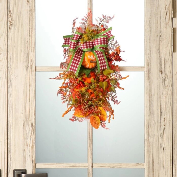 Венок на дверь интерьерный "Осенний с тыквами" 30х50 см от компании Интернет-гипермаркет «MOLL» - фото 1