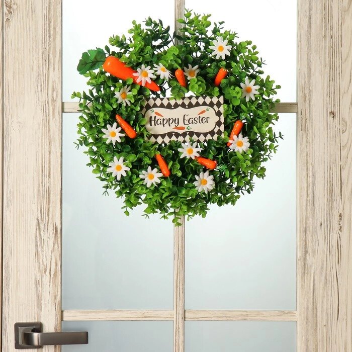 Венок на дверь интерьерный "Пасхальный с морковками" d=40 см от компании Интернет-гипермаркет «MOLL» - фото 1