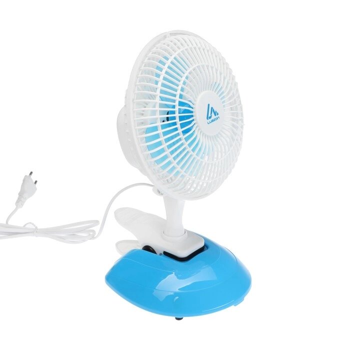 Вентилятор LuazON LOF-04, настольный, 15 Вт, 15 см, 2 режима, пластик, бело-голубой от компании Интернет-гипермаркет «MOLL» - фото 1