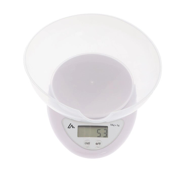 Весы кухонные LuazON LVK-706, электронные, с чашей, до 5 кг, белые от компании Интернет-гипермаркет «MOLL» - фото 1