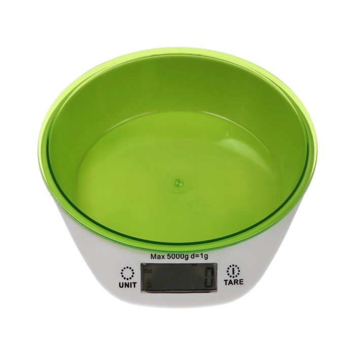 Весы кухонные Luzon LKVB-501, электронные, до 5 кг, чаша 1.3 л, зеленые от компании Интернет-гипермаркет «MOLL» - фото 1
