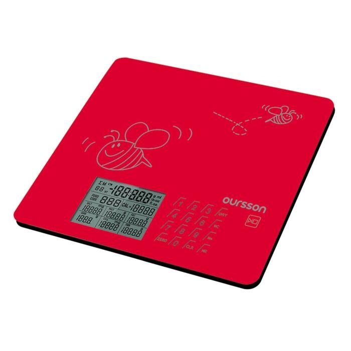 Весы кухонные Oursson KS0502GD/RD, электронные, до 5 кг, сенсор, 1хCR2032, красные от компании Интернет-гипермаркет «MOLL» - фото 1