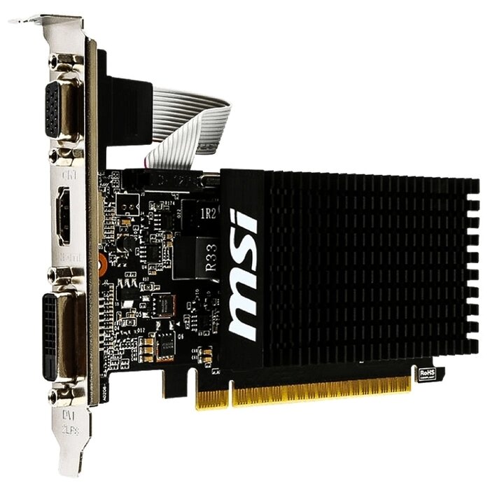 Видеокарта MSI GeForce GT 710 (2GD3H LP) 2G,64bit, DDR3,954/1600, DVI, HDMI, CRT от компании Интернет-гипермаркет «MOLL» - фото 1