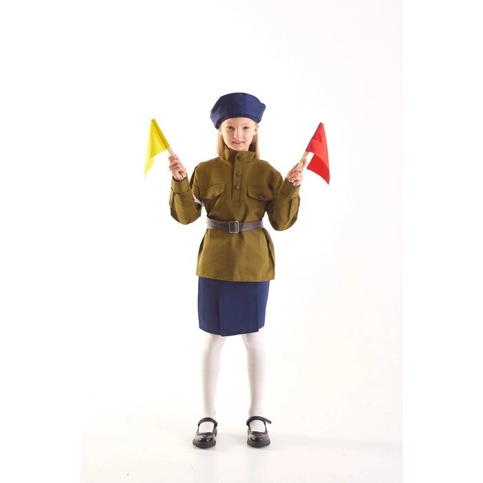 Военный костюм "Регулировщица", 5-7 лет, рост 122-134 см от компании Интернет-гипермаркет «MOLL» - фото 1