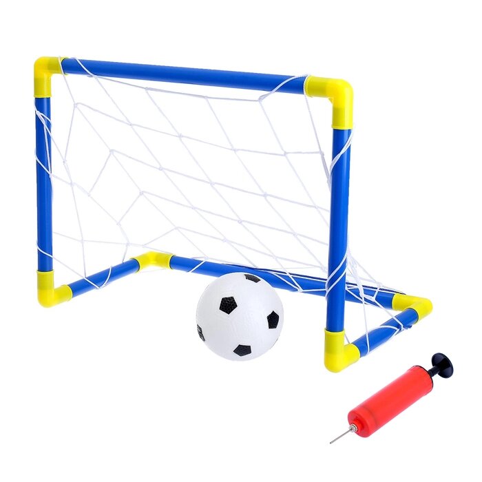 Ворота футбольные "Мини-футбол", сетка, мяч, насос, размер ворот 60х41х29 см от компании Интернет-гипермаркет «MOLL» - фото 1