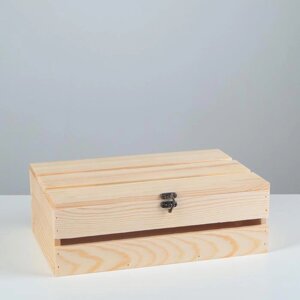 Ящик деревянный 302010 см подарочный с реечной крышкой на петельках с замком