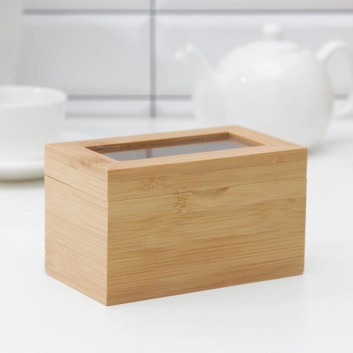Ящик для чая, 2 секции, 14188 см, бамбук от компании Интернет-гипермаркет «MOLL» - фото 1