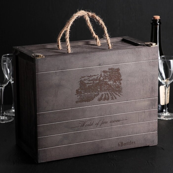Ящик для хранения вина "Карибы", 34,52718,3 см, на 6 бутылок от компании Интернет-гипермаркет «MOLL» - фото 1