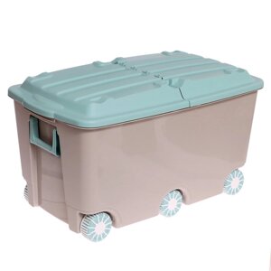 Ящик для игрушек на колёсах, 66,5 л., 68,5 39,5 38,5 см, цвет светло-бежевый