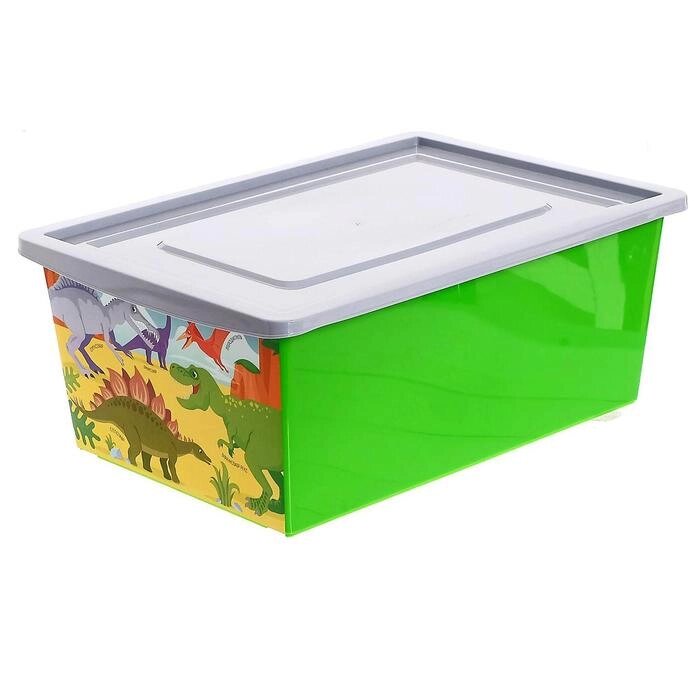 Ящик для игрушек, с крышкой "Дино", объём 30 л, цвет салатовый от компании Интернет-гипермаркет «MOLL» - фото 1