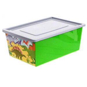 Ящик для игрушек, с крышкой "Дино", объём 30 л, цвет салатовый
