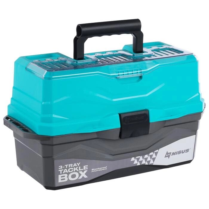 Ящик для снастей Tackle Box трёхполочный NISUS, цвет бирюзовый от компании Интернет-гипермаркет «MOLL» - фото 1